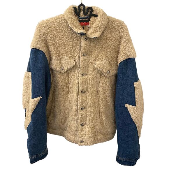 Members Of The Rage by Kid Cudi Denim Sherpa Trucker Jacket Made in Italy Size M - Picture 1 of 10